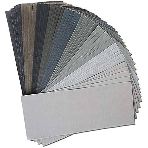 BAISDY 45Pcs Wet Dry Sandpaper 400/600/ 800/1000/ 1200/1500/ 2000/2500/ 3000 Grit Assorted Sanding Sheets for Wood Automotive Metal 9 x 3.6 Inch Cover