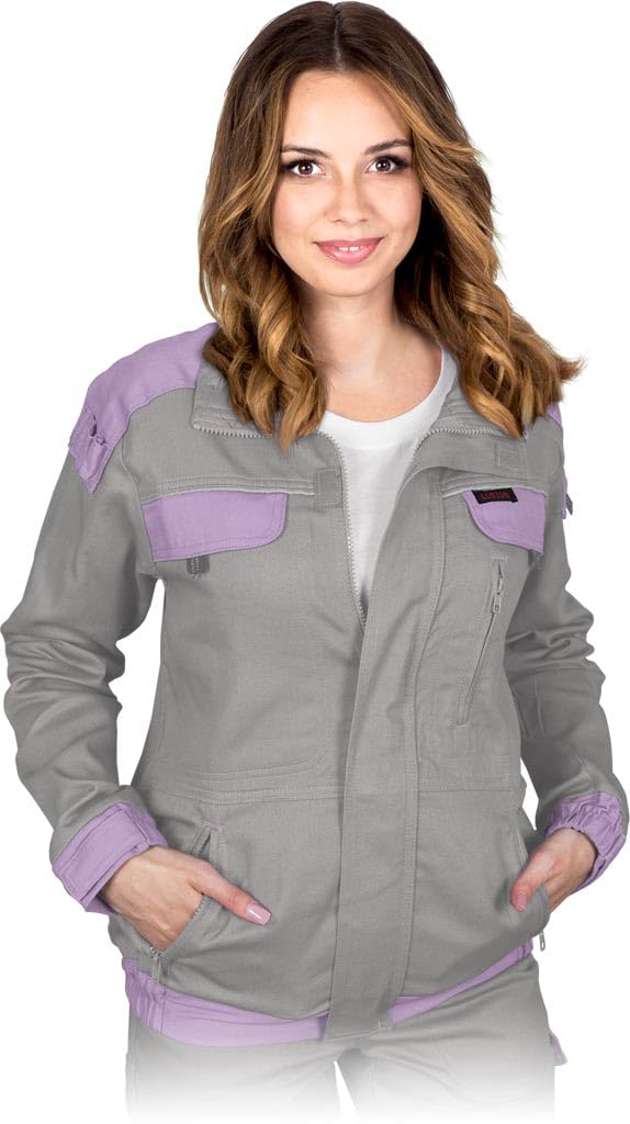 CORTON Women's Protective Sweatshirt: 100% Cotton, 260g/m², Zipper & Velcro, Multi-Pocket Design, Reflective, Comfort Fit, Color: light grey - heather, Size S