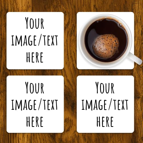 4 Pack Square Custom Personalized Photo Coasters Neoprene Fabric Covered