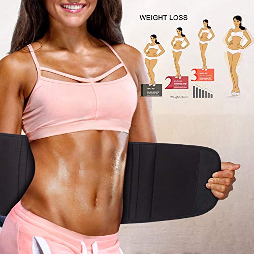 Nebility Women Waist Trainer Belt Tummy Control Waist Cincher Trimmer Sauna Sweat Workout Girdle Waist Slimmer Belly Band (L, Black-White) #TOP3