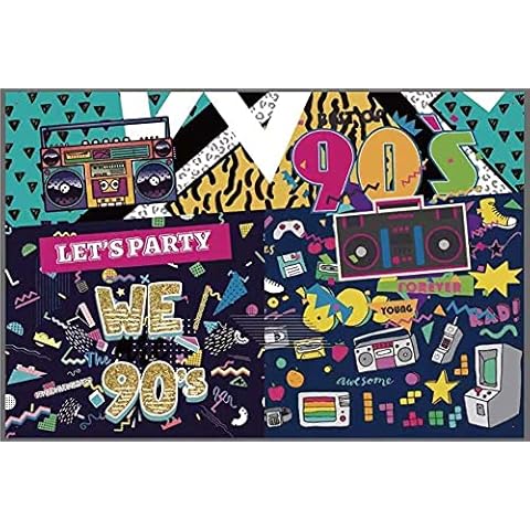 MIAIULIA 80's Party Decorations, Banner Photo Booth Backdrop Background Wall for 80's Party Supplies Cover