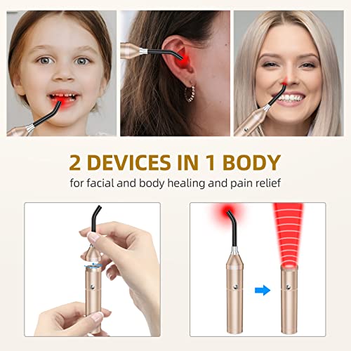 Therapsky Red Light Therapy Device, Cold Sore Canker Sore Fever Blister Treatment Healing Pain Relief For Lips, Infrared Light Therapy Wand For Mouth Nose Ear Knee Hands Joint Muscle Ankle Dogs(Gold) #TOP1