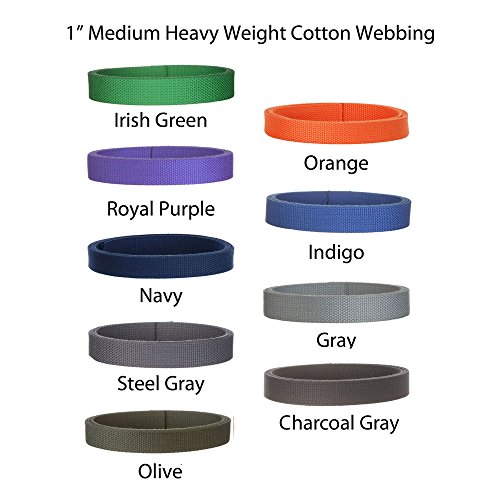 1" Medium Heavy Cotton Webbing - Choose Your Color (5 Yards, Olive) #TOP3