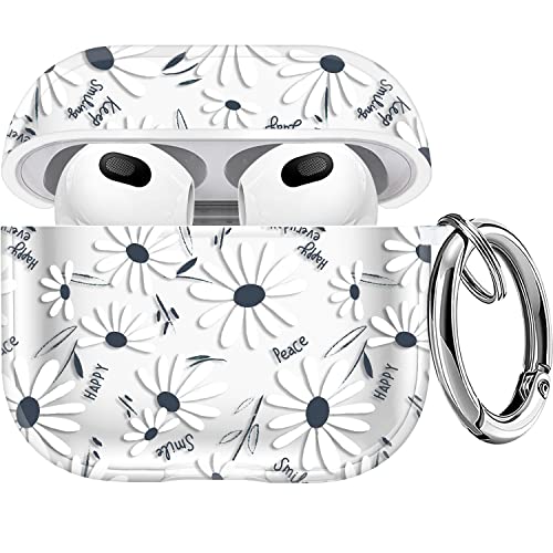 Youskin Airpods 3 Case 2021 Daisies Cute Airpods 3Rd Generation Case Cover Clear Soft Tpu Flexible Apple Airpods 3 Charging Case With Keychain For Women Girls，Black Daisies #TOP15