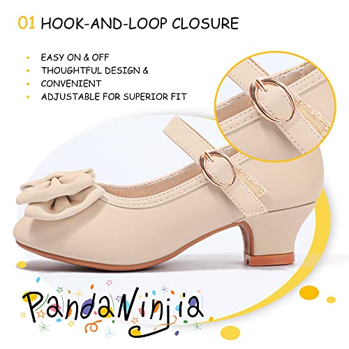 Image of PANDNAINJIA Girls Dress Shoes Toddler Heels Mary Jane Pumps