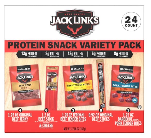 Protein Snacks & Jerky Variety – Premium Meat Snacks, Beef Jerky, Meat Sticks & Protein Snack Packs, On-the-Go Savory Snacks (JL Variety 24Pk)