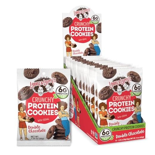 Lenny & Larry's The Complete Crunchy Cookie, Double Chocolate, 6g Plant Protein, Vegan, Non-GMO, 1.25 Ounce Pouch (Pack of 12)