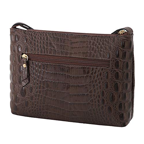 Bolsa Feminina Couro Transversal Mariart Croco 2210 (Café)