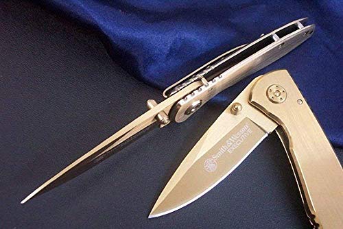 Smith & Wesson Executive Ck110Gl 6.8In High Carbon S.s. Folding Knife With 2.8In Drop Point Blade And Aluminum Handle For Outdoor, Tactical, Survival And Edc,Gold #TOP2