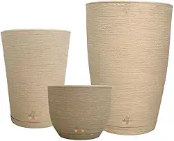 Kit 3 Vasos de Planta Decorativo Acabamento Grafiato com Alturas de 20, 31 e 44 cm (Areia)