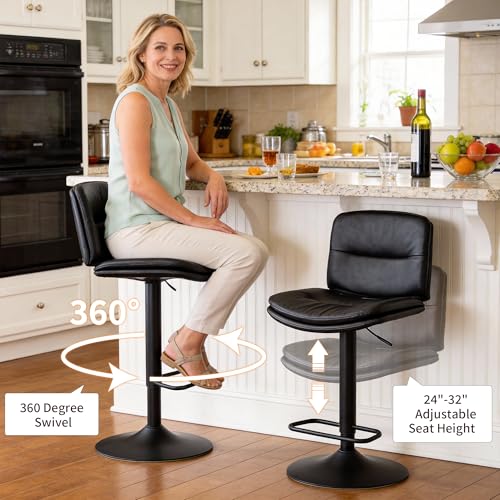 Image of FIRAVOE Adjustable Bar Stools Set of 2, Swivel Counter Height Chairs