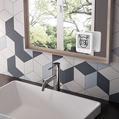 VORRINC Reloj de Baño Temperatura Reloj Digital Reloj Despertador Digital, LCD Reloj de Ducha Digital Control Táctil, Termómetro Higrómetro Termohigrómetro de Interior - imagen 2