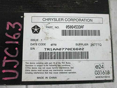 Compatible with Dodge Compatible with Durango Compatible with Grand Cherokee Audio Compatible with Equipment Radio Amplifier 05064533AF 11-16