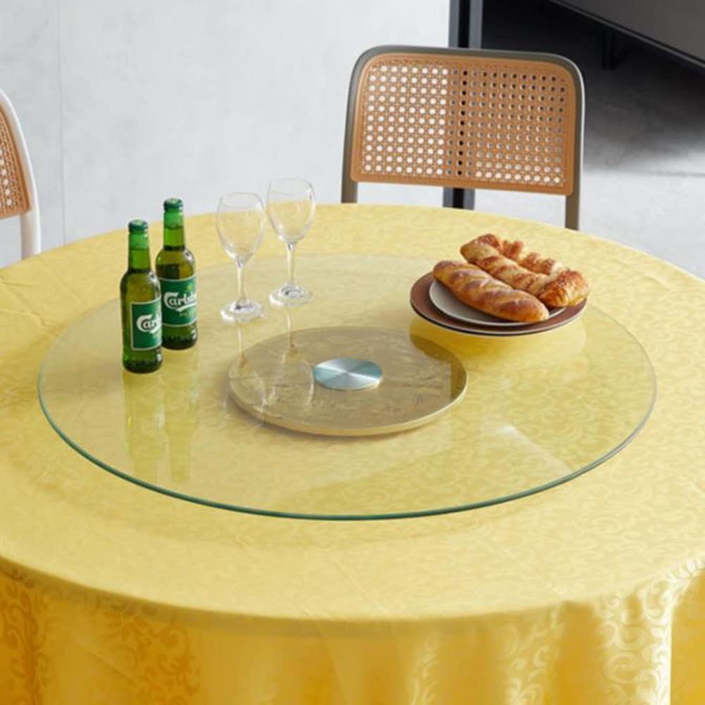 FREAZE Vassoio Rotante in Vetro Dell'hotel Trasparente Lazy Susan Rotondo Tavolo Service Tray 50cm-100cm, Piatto Girevole Centrotavola da Tavolo, (Liscio/Resistente) (Size : 70cm/28in)