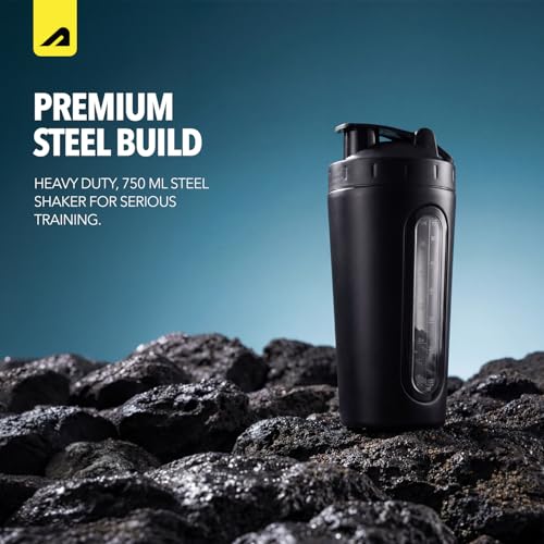 Image of Boldfit Stainless Steel Protein Shaker Bottle 750ml with Glass Window, Leakproof Metal Shaker for Gym with Blender Ball, BPA-Free, Odor-Resistant, Heavy-Duty Mixer for Pre & Post Workout Supplements