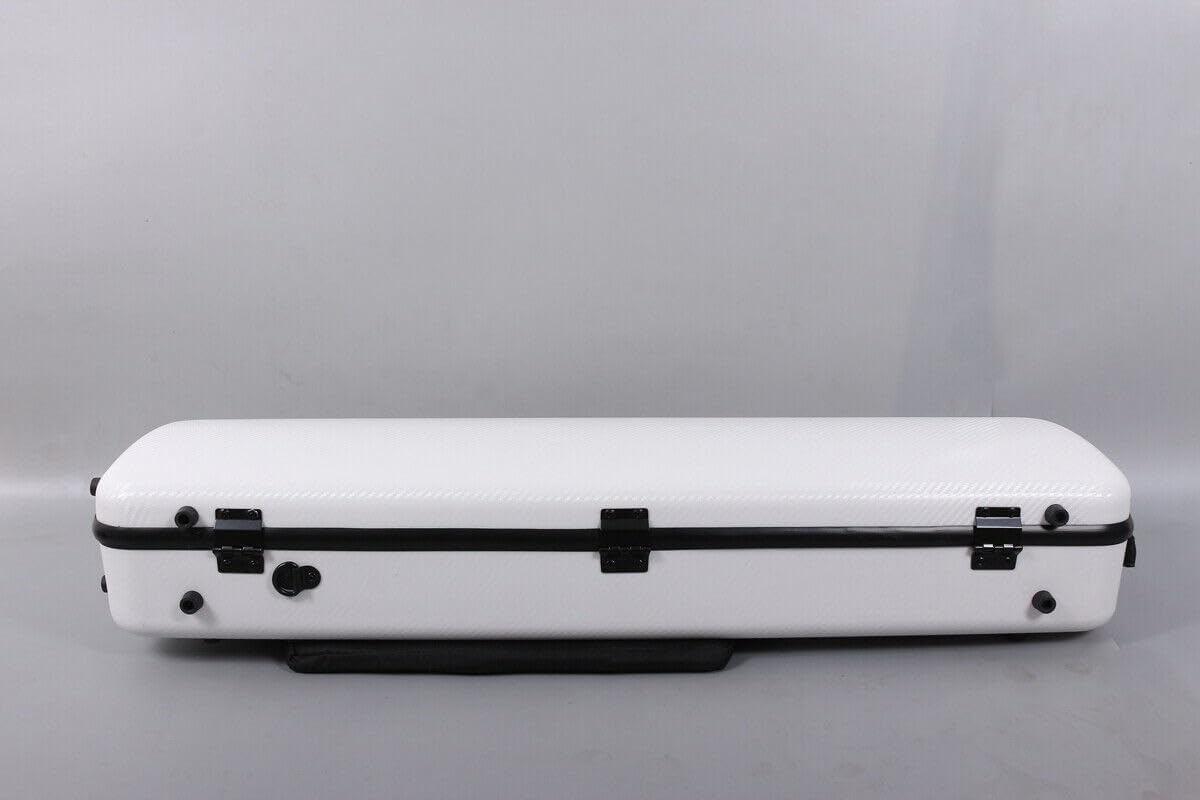 Custodia per violino 4/4 in fibra di carbonio, rettangolare, con codice di blocco, leggera e colorata, con tracolla resistente, colore bianco con codice di blocco