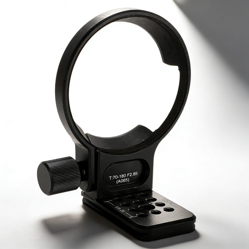 Lens Collar Tripod Mount Ring for T70 180 F2.8 Lens, 70mm Arca Type Quick Release Plate, 1/4 3/8 Inch Holes - Secure Balanced Support, Lightweight Aluminum Alloy, Outdoor