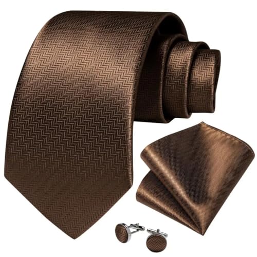 Corbata Marrón Sólida con Toques Dorados para Hombre