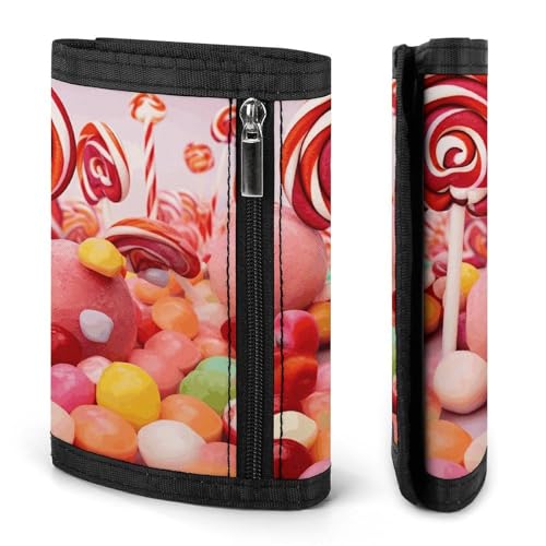 Sweet Candy Wallets for Man Women, Slim Trifold Wallet with ID Window, Durable Credit Card Holder for Travel3