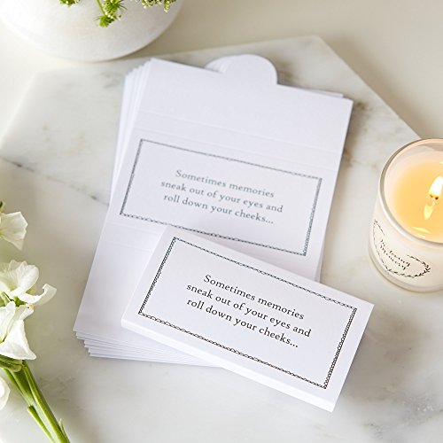 ANGEL & DOVE 25 White Card Funeral Tissue Wraps 'Sometimes Memories Sneak Out