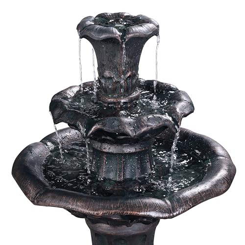 Fontaine cascade à 3 étages en forme de fleur de lys Teamson Home pour décoration extérieure - 7
