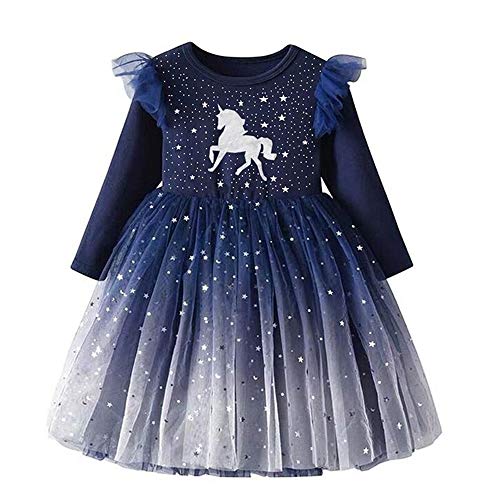 Image of DXTON Baby Girl Winter Children Long Sleeve Flower Dresses Outfits for 2-8T LH4995 5t