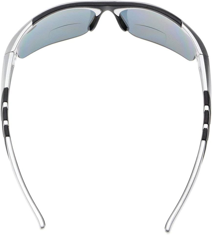 Eyekepper TR90 Unbreakable Sports Bifocal Half Rimless Sunglasses Baseball Running Fishing Driving Golf Softball Hiking Silver Frame Grey Lens +2.25