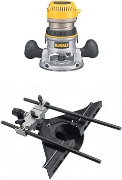DEWALT DW618 2-1/4 HP Electronic Variable-Speed Fixed-Base Router with DW6913 Router Edge Guide with Fine Adjustment and Vacuum Adaptor