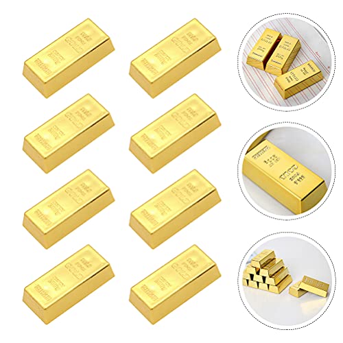 TOYANDONA 8 Pack Fake Gold Bars, Replica Gold Bullion Glittering Brick Decorations Bar Paperweight - Image 2