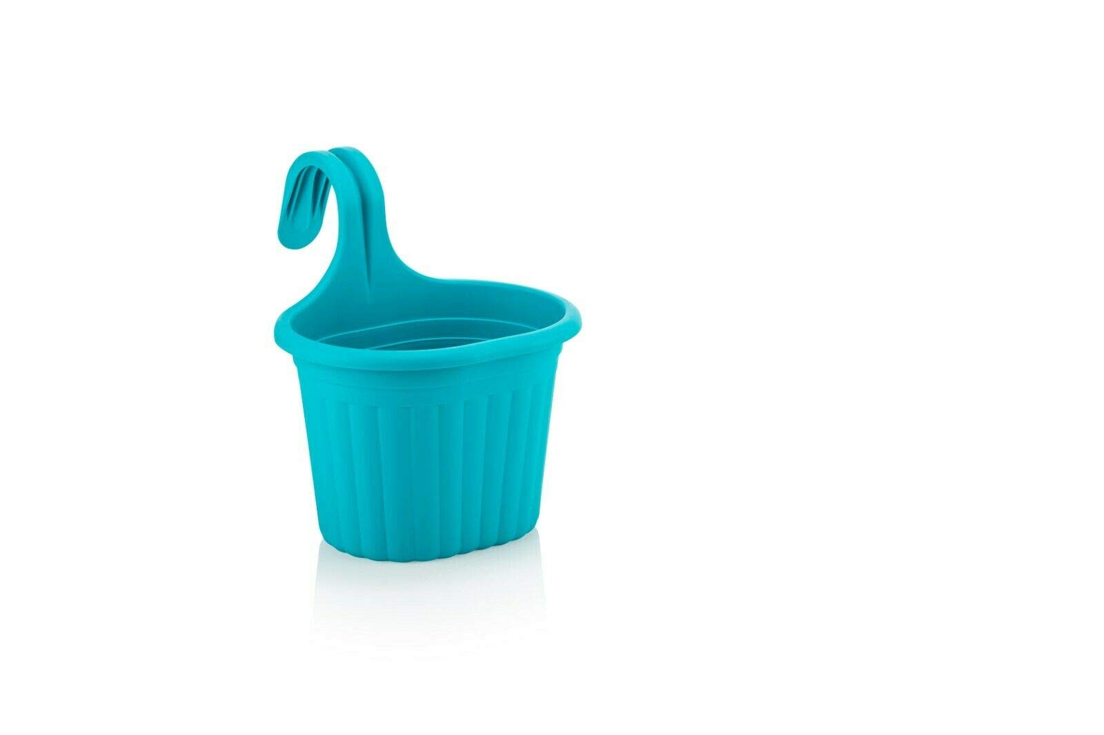 Tamersgifts Turquoise Hanging Planter Plant Pots Trough Garden Fence Balcony Railing Flower Pot (, Small)