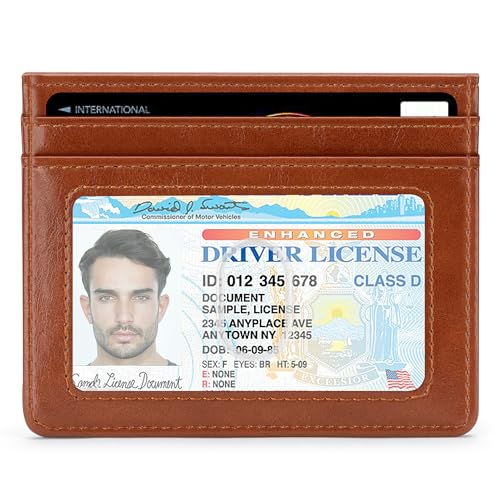 Image of Slim Wallet Minimalist Front Pocket RFID Blocking Men and Women Leather Wallets