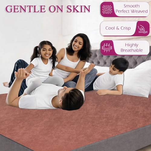 Image of Stylista 100% Waterproof Premium Cotton Feel Mattress Protector King Size 78x72 Inches | Breathable and Hypoallergenic Ultra Soft Fitted Bed Protector Cover (78 inchx72 inch King, Coffee)| One Year Warranty