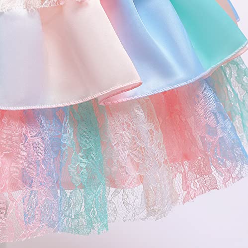 Vestido infantil para meninas sem mangas com babados e laço para concursos de festa de aniversário c