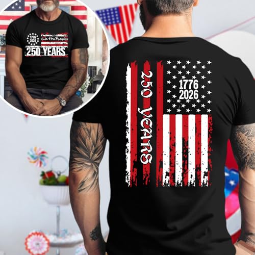 Image of Ithalt Men's American Flag Shirt 4th of July T-Shirt USA Patriotic Tee Shirt Independence Day Top