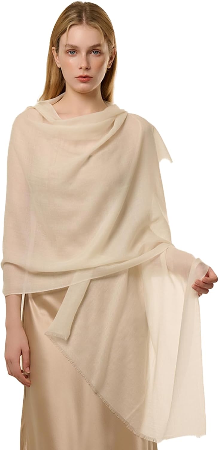 Luxury 100% Cashmere Wrap Shawl for Women, Upgraded Featherlight Travel Wrap for All Seasons with Gift Box