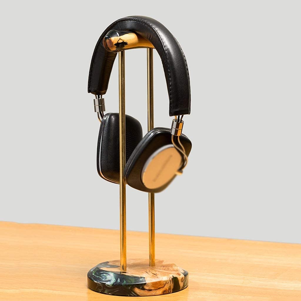 Kopfhörer Ständer Schreibtisch Zubehör Kopfhörerständer Aus Holz, Desktop-Headset-Halter Mit Messing-Stützstange, Kopfhörerhalter, Gaming-Zubehör Gaming Headsets(A)