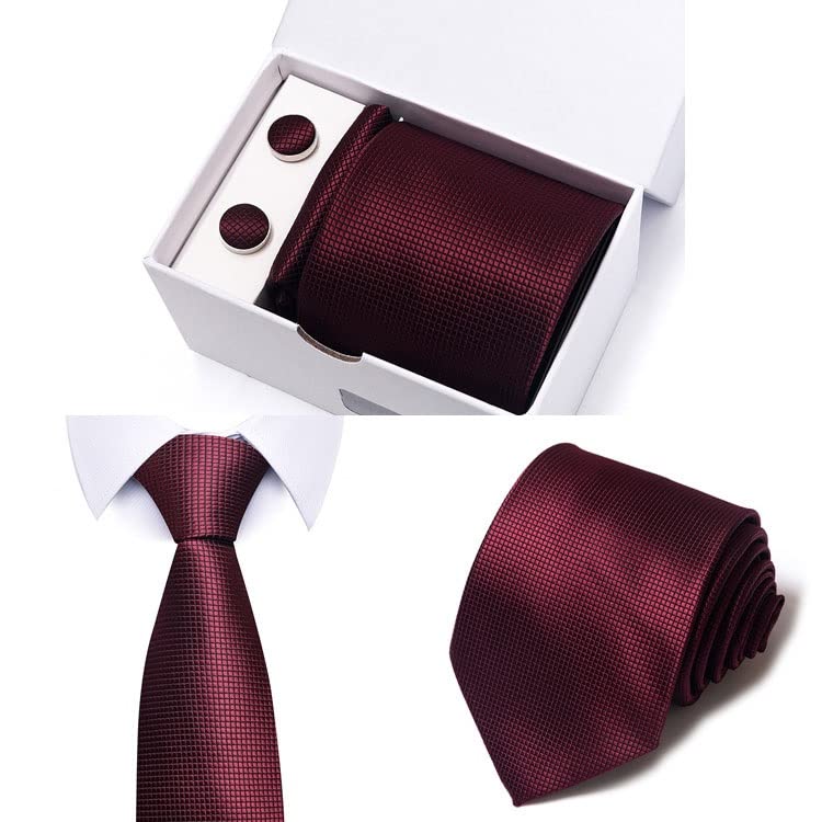 Set de corbata de seda con pañuelo y gemelos miniatura 3