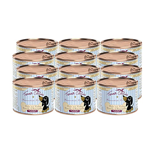 Terra Canis Huhn, Kürbis, Blütenpollen & Kamille - Welpen Nassfutter, 12x200g I Premium Hundefutter in 100% Lebensmittelqualität Aller Rohstoffe I Reichhaltig & gesund I Getreide - & glutenfrei