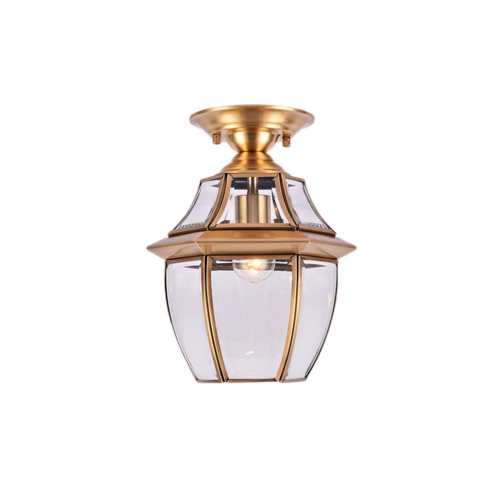Lámpara colgante E27 de vidrio dorado para iluminar un balcón con encanto