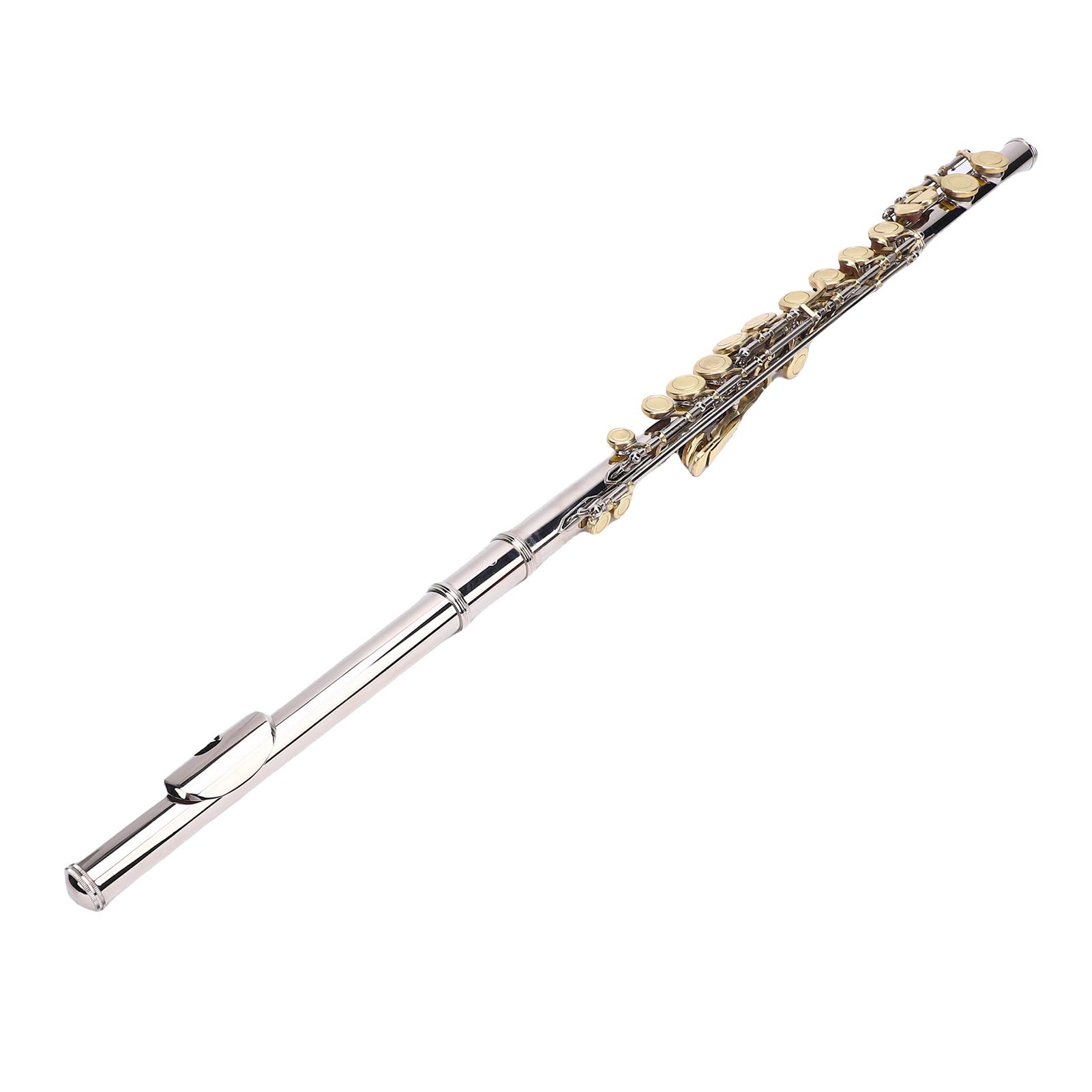 Eujgoov Flauta C de Orificio Cerrado con Teclas G Desplazadas y E Divididas, Cuproníquel, Ideal para Principiantes y Profesionales, Flauta de 16 Teclas con Accesorios Completos