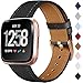 CeMiKa Leder Armband Kompatibel mit Fitbit Versa Armband/Fitbit Versa 2 Armband, Klassische Ersatz Lederarmband Kompatibel mit Fitbit Versa/Versa 2/Versa Lite/SE, Schwarz/Roségold