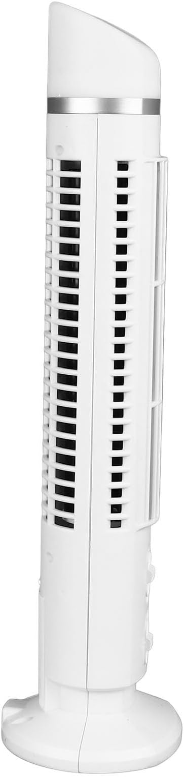 Bladeless Tower Fan Quiet USB Desk Fan with Light, Portable Bladeless Cooling for Home Bedroom, 90 Degree Oscillating (White)