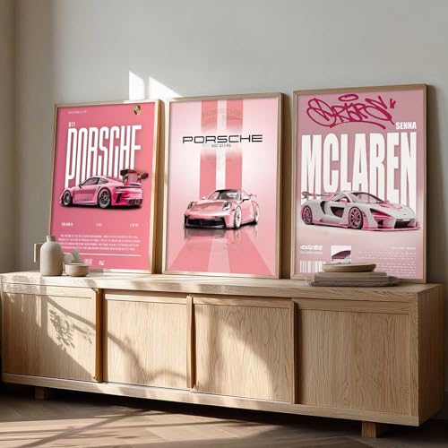 Image of kotart Big Sports Cars Framed Posters Gift Items for Boys Room Wall Decoration Bedroom Living Room Office Studio Decor | Car Poster Frame for Wall Decor Set Of 3 Size (13 X 17 inch)