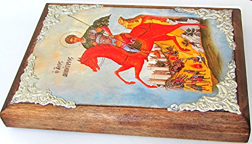 Icône bois Saint Dimítrios art sacré chrétien orthodoxe Am30
