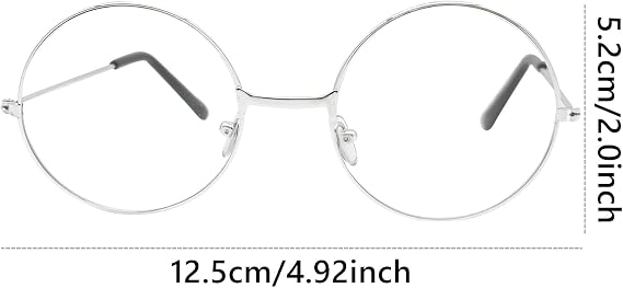 ALLY-MAGIC Round Glasses, Retro Eyeglasses Vintage Metal Frame Clear Lens Glasses for Men Women Unisex Cosplay Accessories Y7FGYXYJ