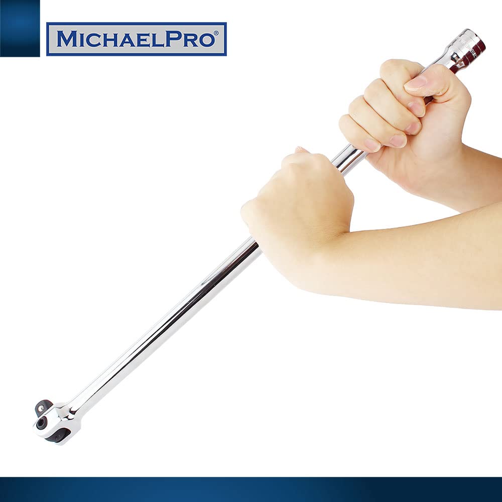 MichaelPro MP007003 Barre de disjoncteur d'extension 1,27 cm/poignée flexible, longueur 45,7 cm, connectez votre cliquet avec cette barre de disjoncteur, tête flexible rotative (longueur 45,7 cm)