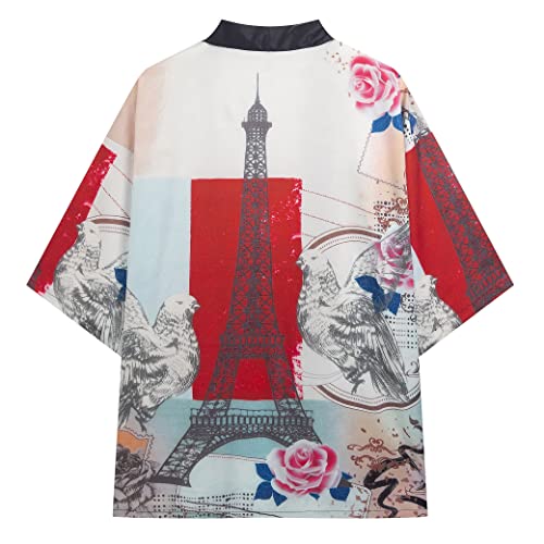 Image of PRIJOUHE Mens Kimono Set Japanese Haori & Shorts 2 Piece Summer Outfits