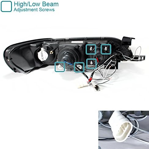 Black Bezel Housing LED Halo Projector Headlights Made For 1993-1997 Corolla