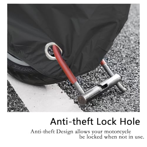 Image of Motorcycle Cover Waterproof, Outdoor Motorbike Cover with Lock-Holes, All Season Protection Motorbike Vehicle Covers Fits up to 97 inch Motorcycles, Size 2XL - Black