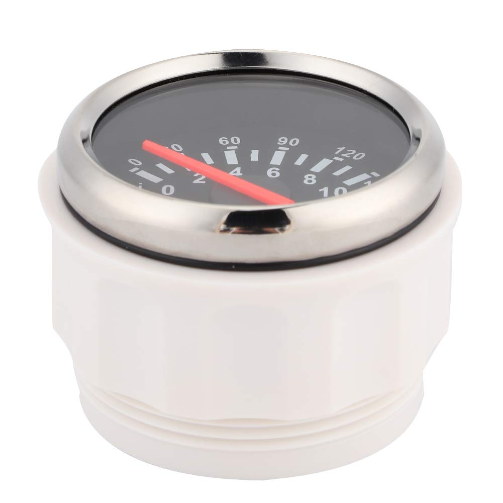 Misuratore di pressione olio 24V 12V, misuratore di pressione olio 2in 0-10bar 145psi Strumento con quadrante retroilluminato a LED per auto moto barca camion 12V/24V(Black Dial Silver Frame)